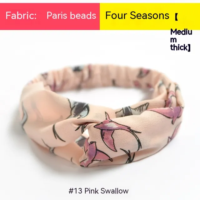 Bohemian Style Elastic Cross Chiffon Headband For Women Pink Swallows - Shop at LoveMi