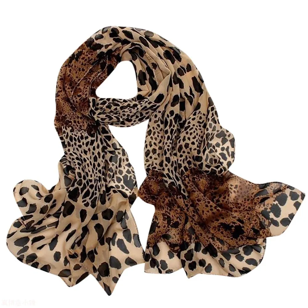 Foulard Femme Womens Leopard Print Little Silk Scarf Hair - Dark Brown