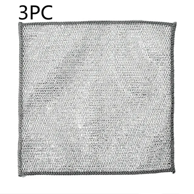 Steel Wire Ball Cloth Kitchen Cleaning Dishcloth Silver Silk Cloth 3Pc - Shop at LoveMi