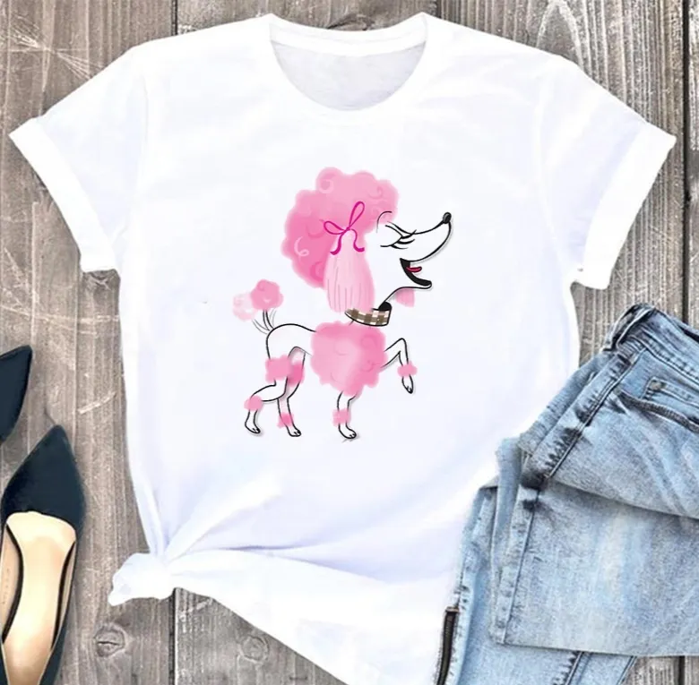 Cute Graffiti Animal Print White T-shirt - Ch2121
