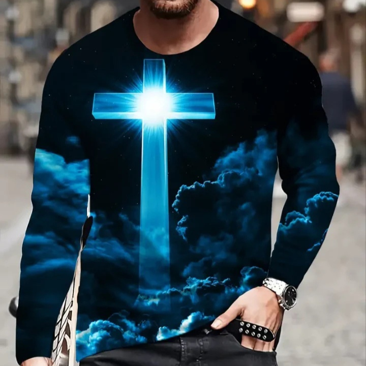 Men's Digital Printing Long Sleeve T Shirt - Picture 1 of 1