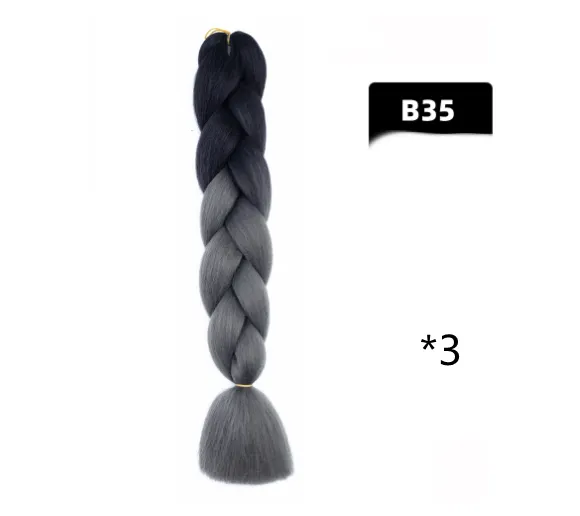 Color Big Braid African Chemical Fiber High Temperature Silk Wig Gradient - B35