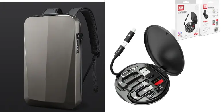 New Male Business Plastic Hard Shell Computer Backpack Waterproof
