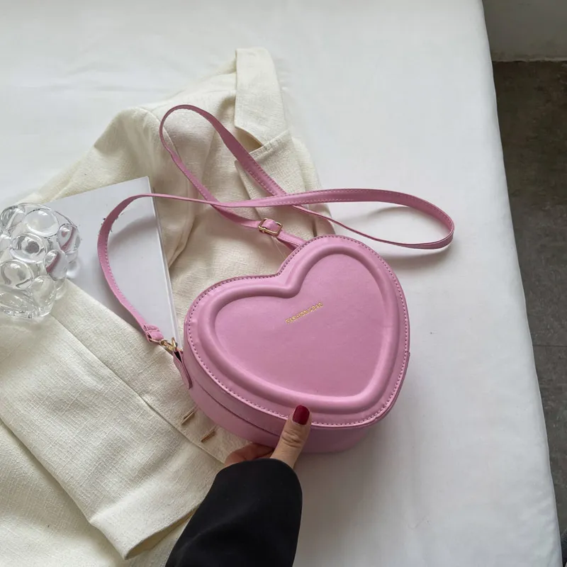 Fashion Heart Shaped Shoulder Messenger Bag - Pink