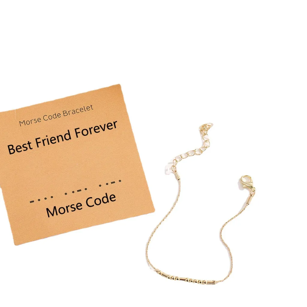 Morse Code Alphanumeric Couple Bracelet - Gold