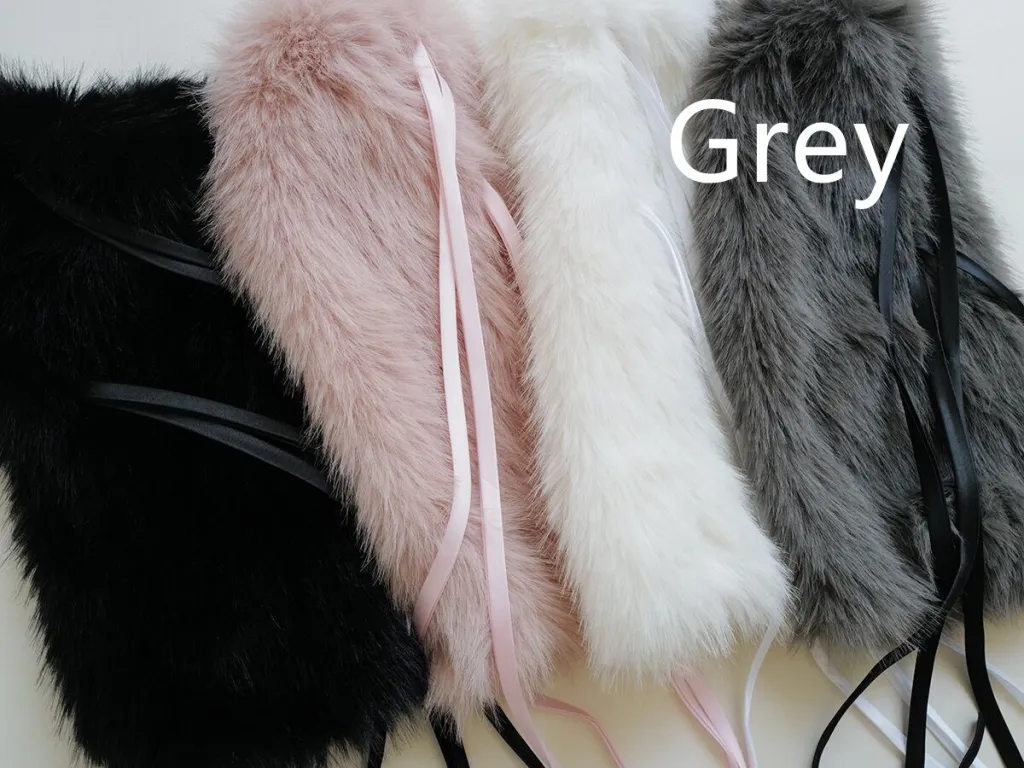 New Year Autumn And Winter Warm Lace-up Fur Leg Warmer Mid-calf - Gray