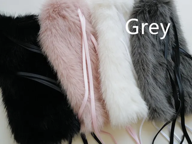 New Year Autumn And Winter Warm Lace up Fur Leg Warmer Mid calf Gray - Shop at LoveMi