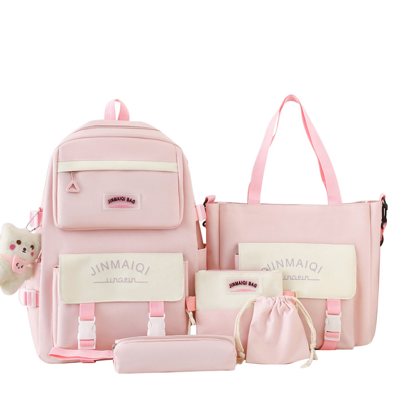 Schoolbag Women's Five-piece Backpack Large Capacity — foto 4
