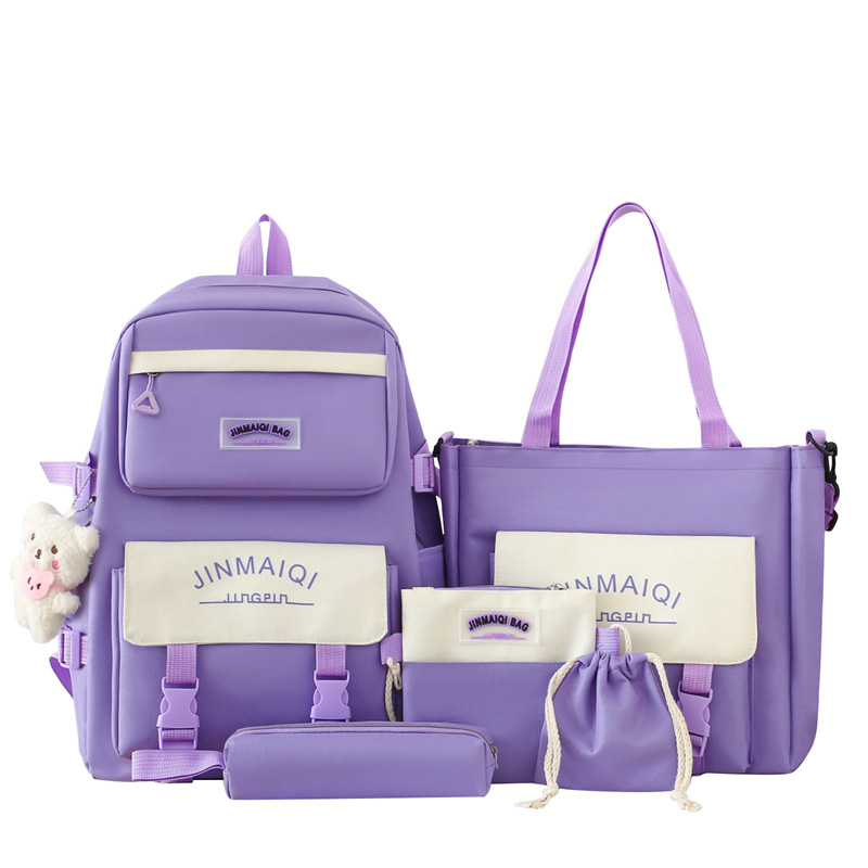 Schoolbag Women's Five-piece Backpack Large Capacity — foto 3