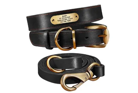 Personalized Dog Collars with Nameplate ID Tags for Medium Large Dogs Grey Set - Shop at LoveMi