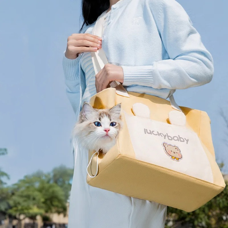 Cute Canvas Diaper Open Head Cat Bag Shoulder Bag