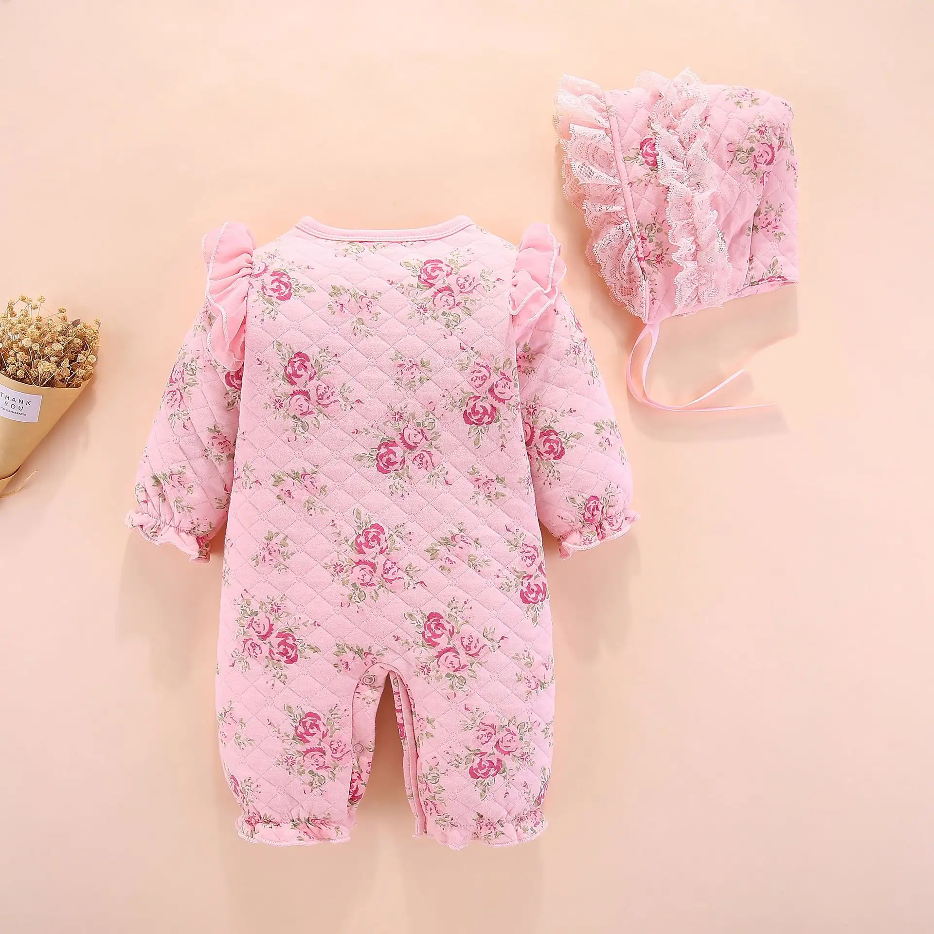 Baby's New Air Cotton Padded Princess Jumpsuit Full Moon Baby Climbing Suit