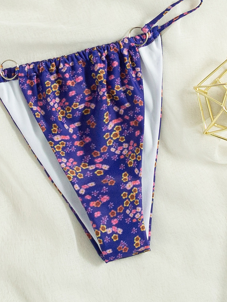 Women's Floral Lace-up Triangle Cup Bikini