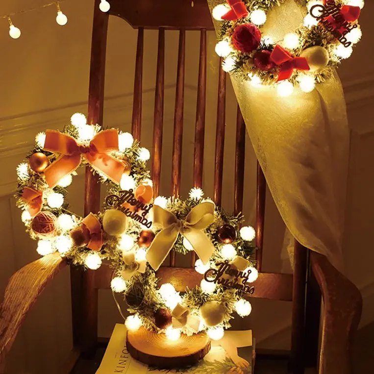 Multicolor Christmas Pendant LED Light String Wreath