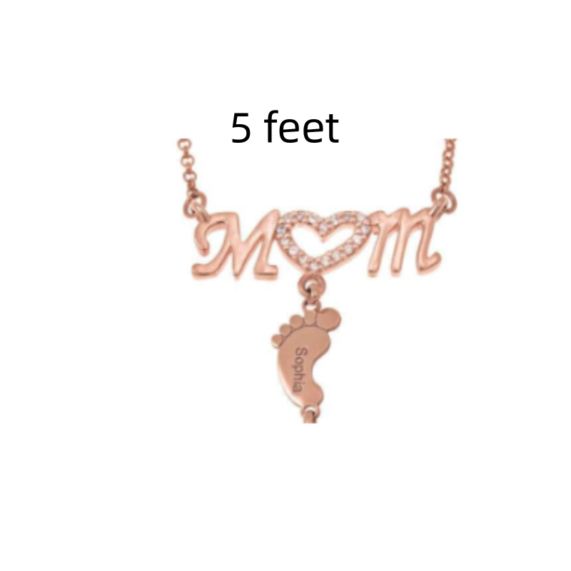 Mothers Day Gift Baby Feet Crystal Pendant Mom Necklace Personalized Custom Names Choker For Ladies