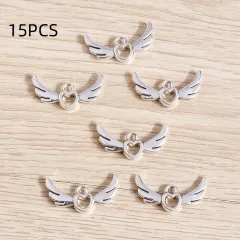 Electroplated Alloy Hollow Love Angel Wings Pendant - Silver - View 1