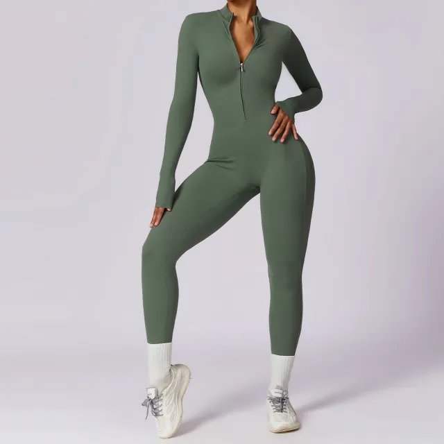Women's Long sleeve Zipper Yoga Sports Jumpsuit Turquoise M - Shop at LoveMi