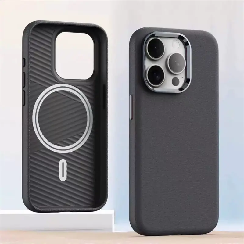 Premium Plain Leather Magnetic Phone Case