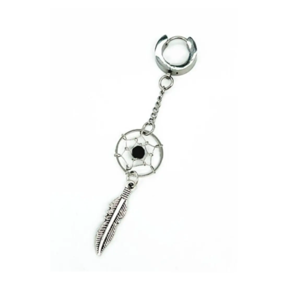 Dream Catcher Feather Net Stud Earrings For Men