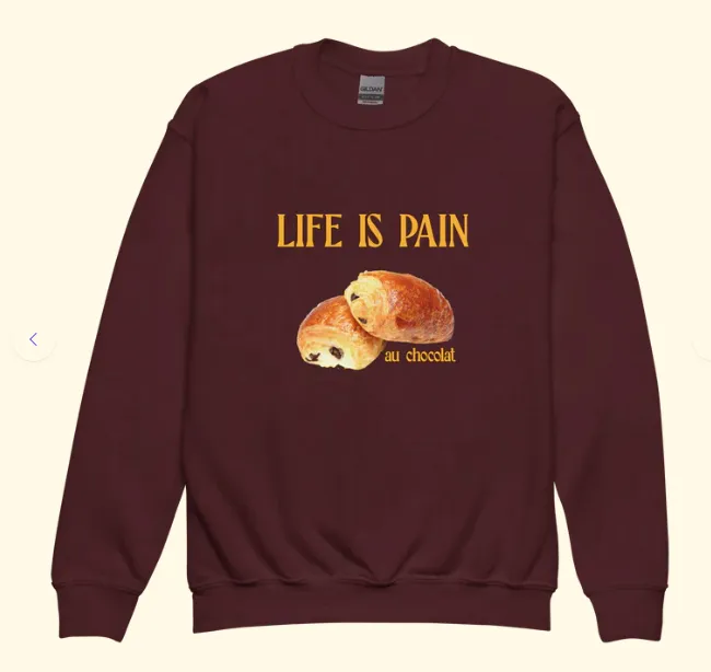 European American Fashion Floral Print Life Is Pain Round Neck Autumn And Winter Bottoming Long Sleeve - Maroon
