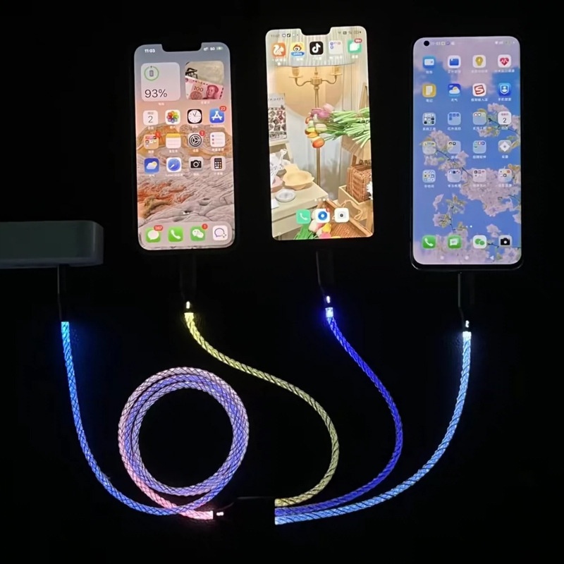 One-to-three Luminous Fast Charging RGB Data Cable