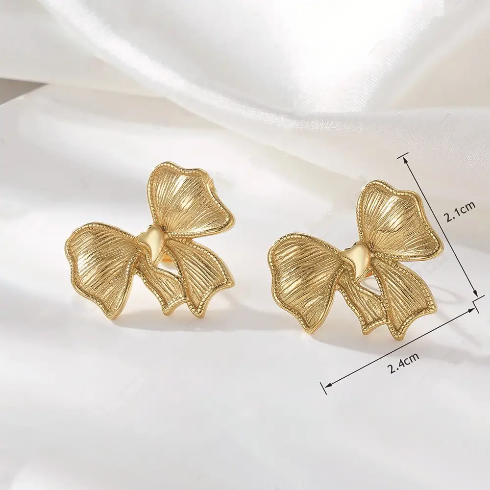 Titanium Steel Bow Earrings Fashion Women's Gold Casting Earrings