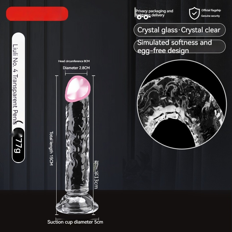 9i Adult Sex Toys Glass Women's Masturbation Device Transparent Dildos Cannon Toy 5