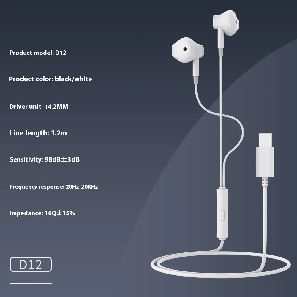 Celebrat New TYPE-C Interface Wired Headset Semi-in-ear
