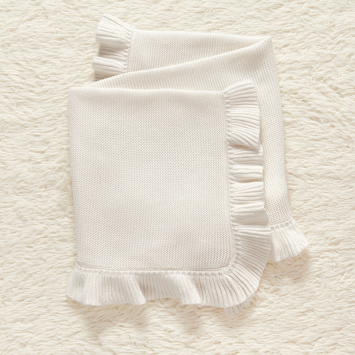 INS Style Baby Pure Cotton Ruffles Knitted Blanket