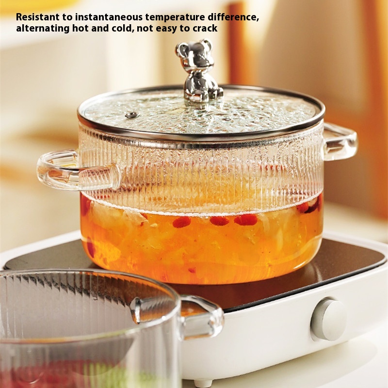 Thickened Borosilicate Glass Pot Cute Bear Household