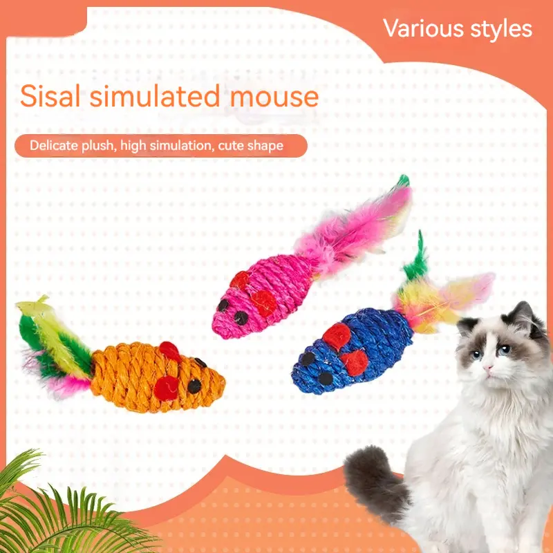 Color Sisal Mouse Cat Teaser Toy Molar Grinding Claw