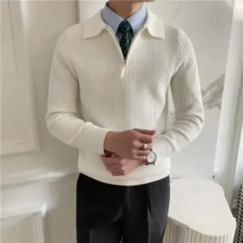 Long-sleeved Sweater Coat with Solid Color