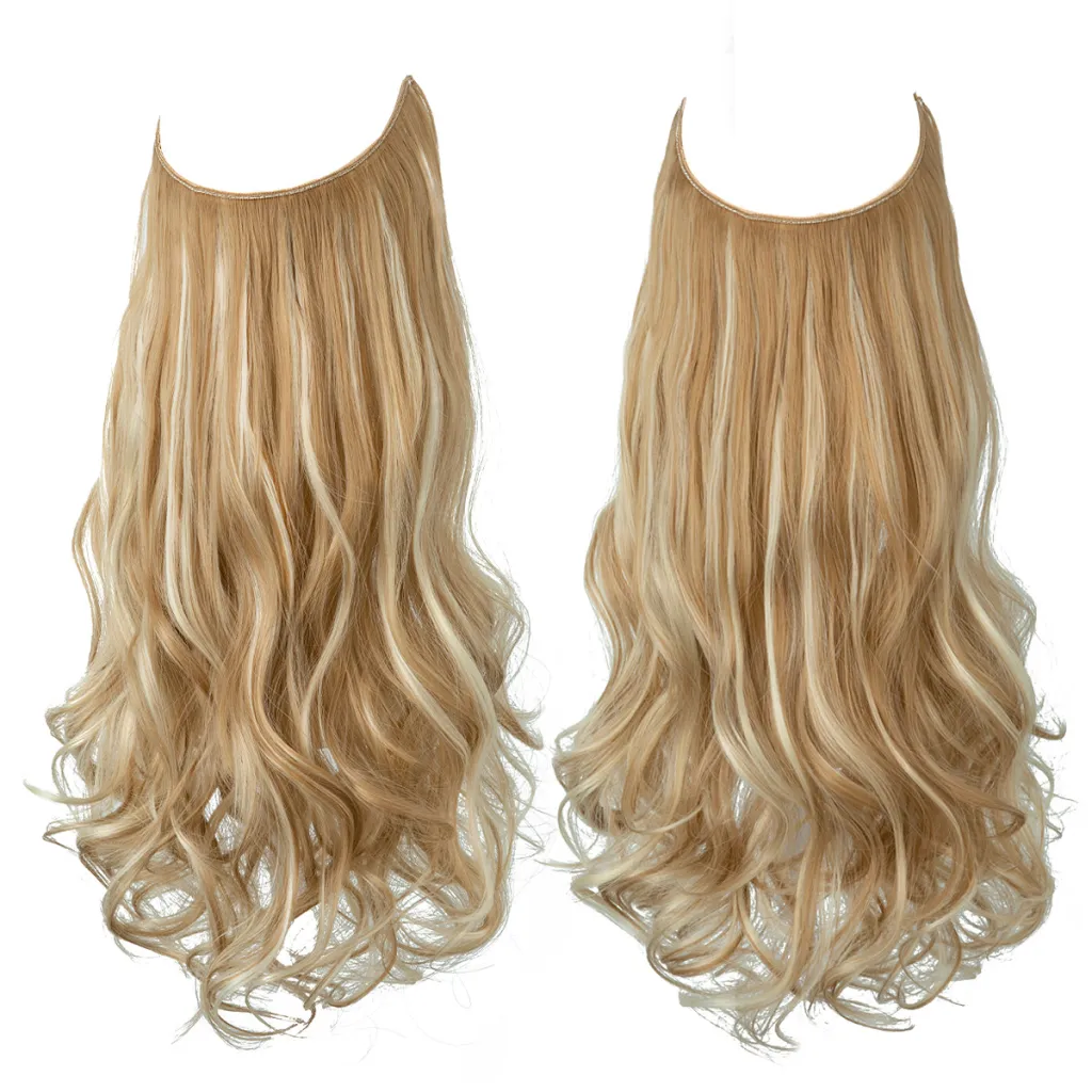 Wig Female Fish Line Type Long Curly Hair Chemical Fiber Extension Piece Matte High Temperature Silk Fish Silk Thread Wig Piece - 27H613