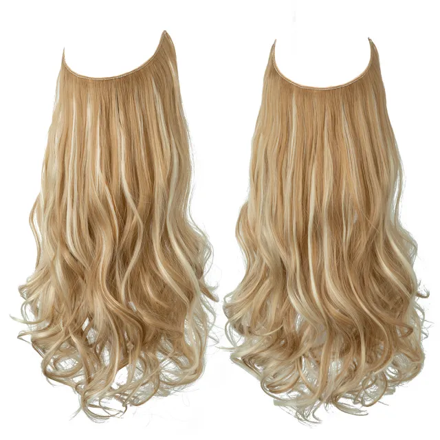 Wig Female Fish Line Type Long Curly Hair Chemical Fiber Extension Piece Matte High Temperature Silk Fish Silk Thread Wig Piece 27H613 - Shop at LoveMi