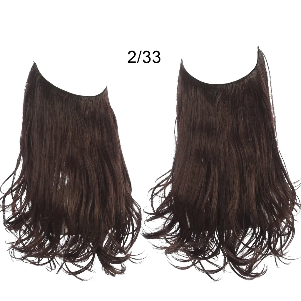 Wig Female Fish Line Type Long Curly Hair Chemical Fiber Extension Piece Matte High Temperature Silk Fish Silk Thread Wig Piece - 33A