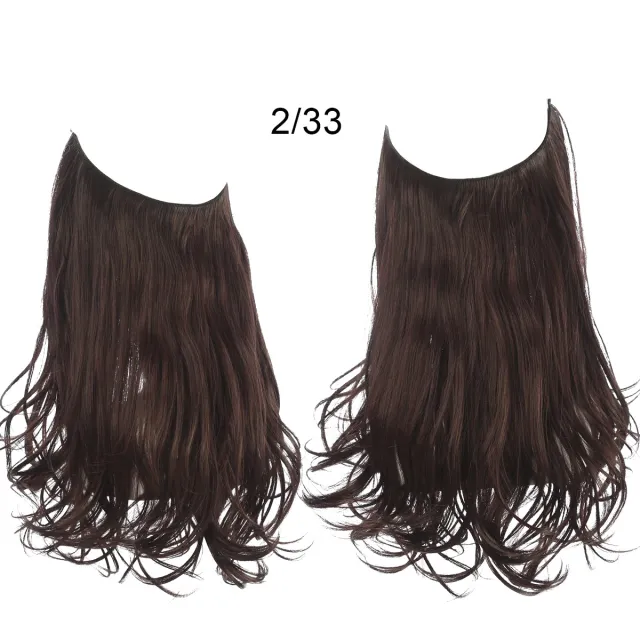 Wig Female Fish Line Type Long Curly Hair Chemical Fiber Extension Piece Matte High Temperature Silk Fish Silk Thread Wig Piece 33A - Shop at LoveMi