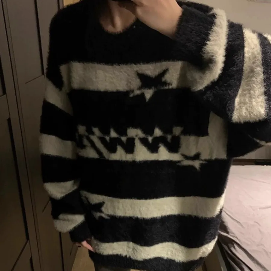Female Student Loose And Versatile Top For Autumn And Winter - Black - View 1
