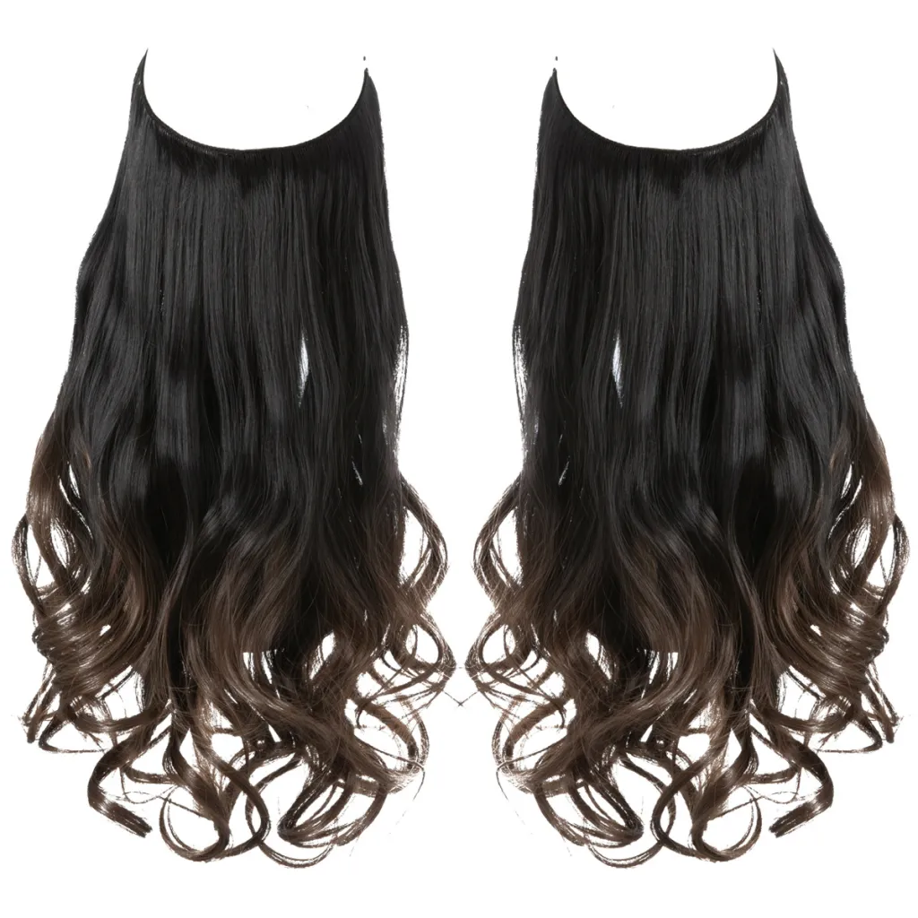 Wig Female Fish Line Type Long Curly Hair Chemical Fiber Extension Piece Matte High Temperature Silk Fish Silk Thread Wig Piece - 1Bt8