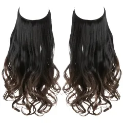 Wig Female Fish Line Type Long Curly Hair Chemical Fiber Extension Piece Matte High Temperature Silk Fish Silk Thread Wig Piece - 1Bt8 - View 1