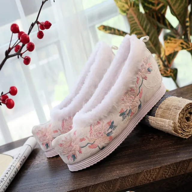 Antique Female Embroidered Cotton Shoes Red - Shop at LoveMi