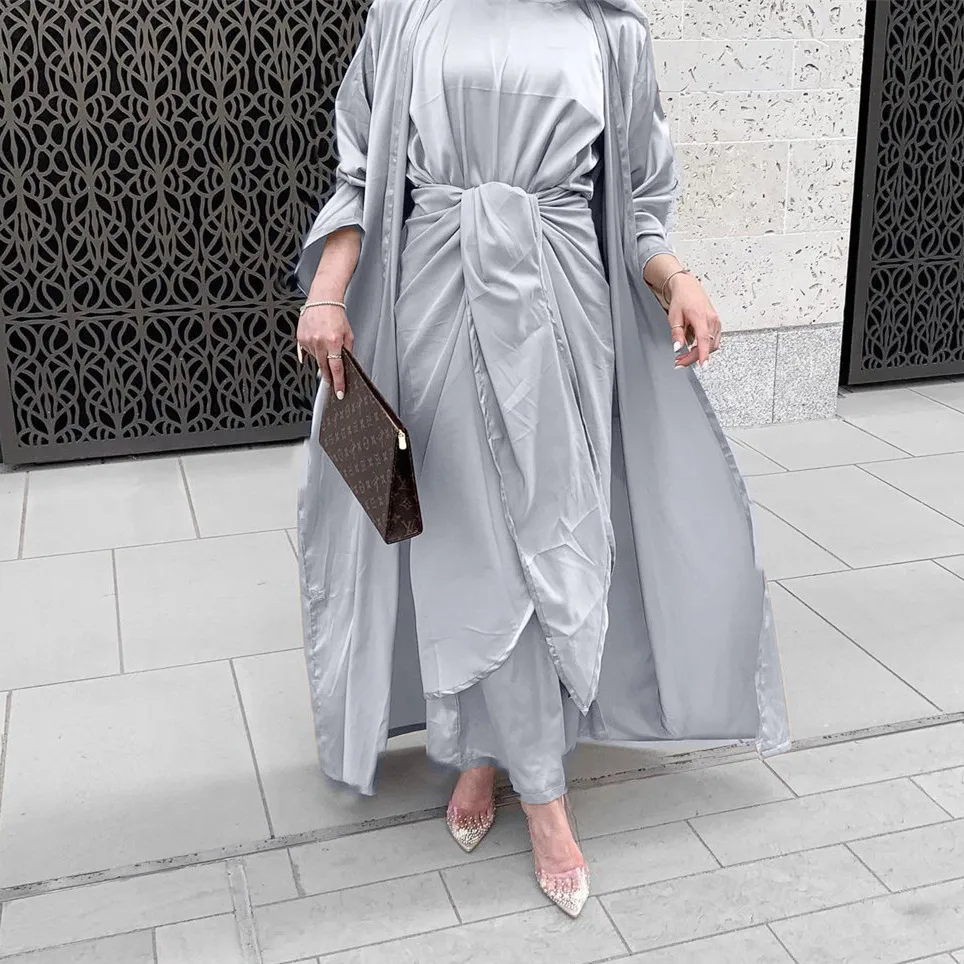 Gown Satin Dress Three-piece Suit Female - Grey