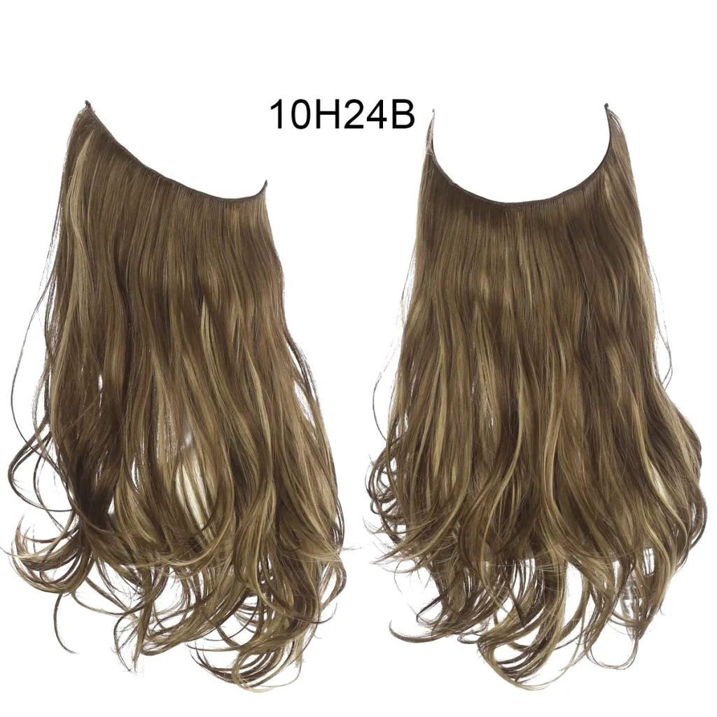 Wig Female Fish Line Type Long Curly Hair Chemical Fiber Extension Piece Matte High Temperature Silk Fish Silk Thread Wig Piece - 10H24B