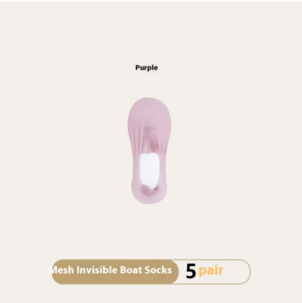 Breathable Women's Invisible Summer Socks. Product information: Pattern: solid color. Color: black, white, pink, light skin, blue, orange, light gray, light green, purple. Specifications: Bare socks, white paper card packaging. Main fabric composition: Co