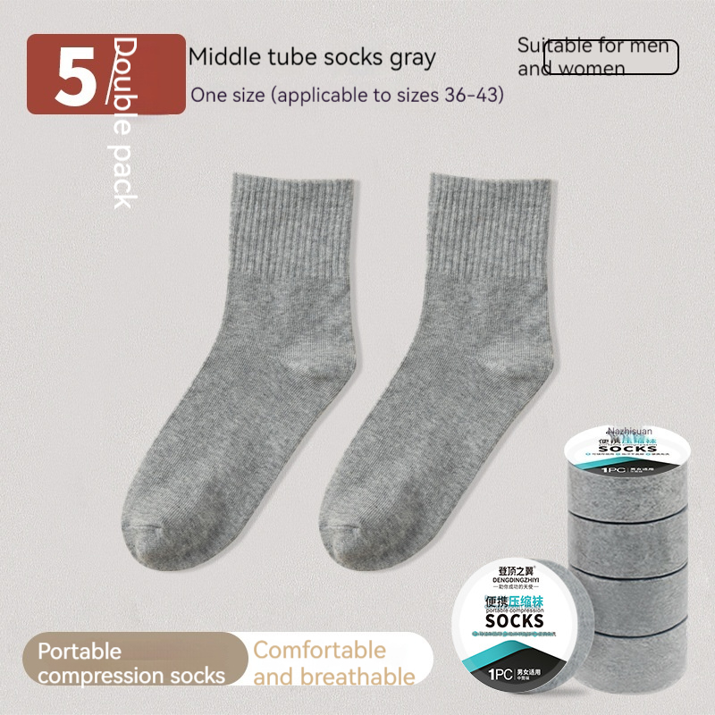 Tube Socks 5 Pairs Gray