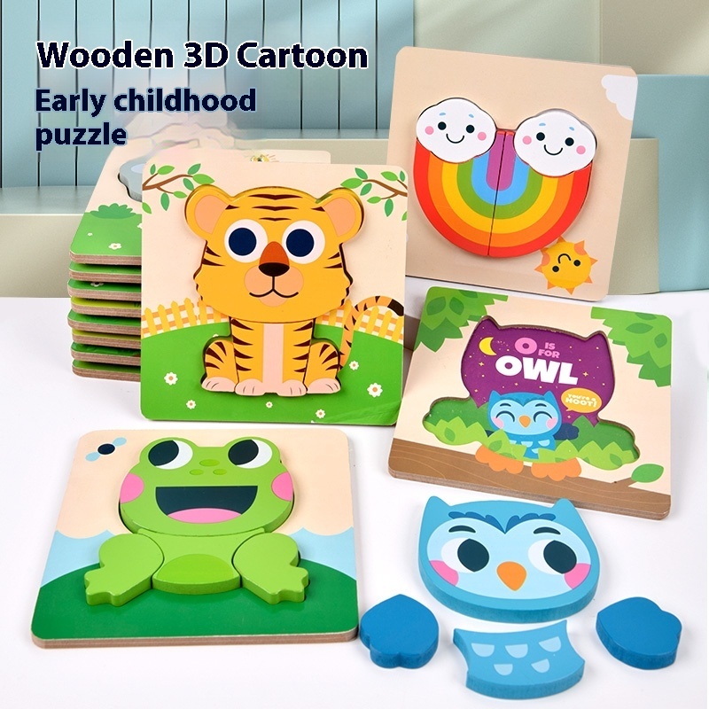 Wooden Three-dimensional Cartoon Early Education Puzzle