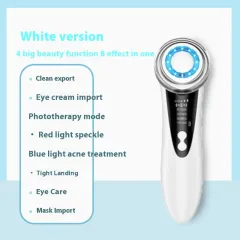 Household Color Light Beauty Instrument Micro-current Facial Massage Cleaning - Four Modes White - View 1