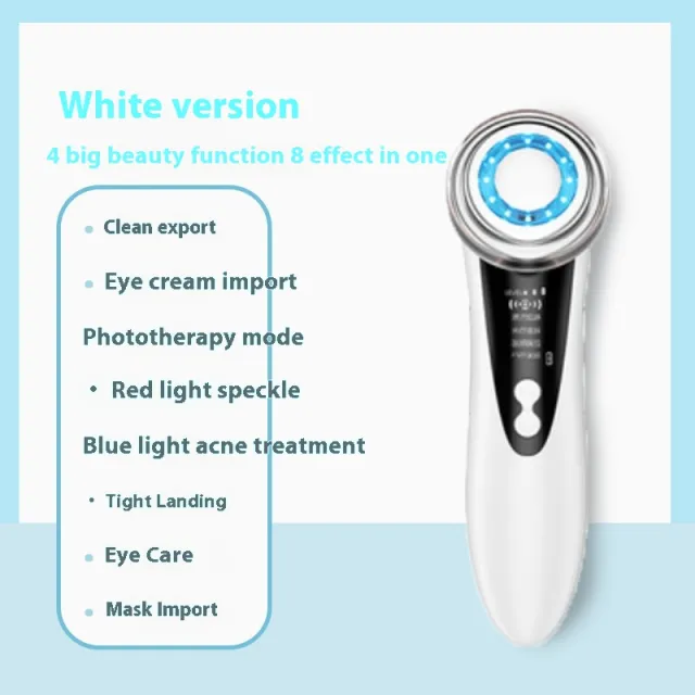 Household Color Light Beauty Instrument Micro current Facial Massage Cleaning Four Modes White - Shop at LoveMi