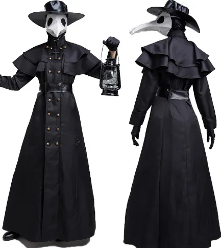 Plague Doctor Costume with Hat and Beak Mask for Men Black - Shop at LoveMi