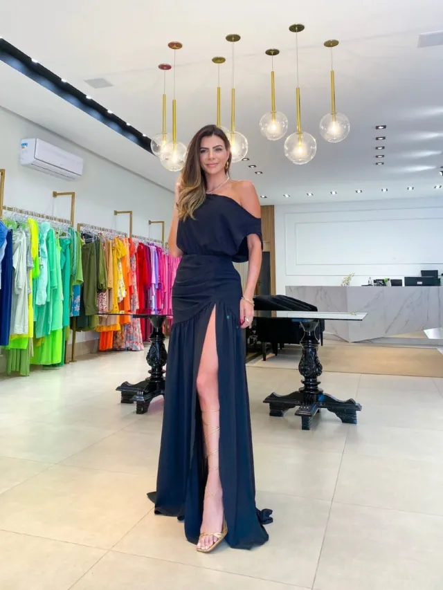 Waistband Slit Floor Mop Dress For Women Black - Shop at LoveMi