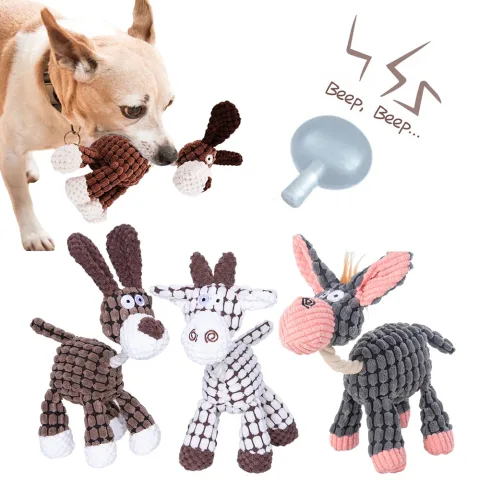 Pet Toy Donkey Shape Corduroy Chew Toy for Dogs